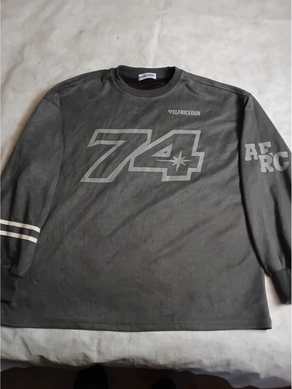 Aelfric Eden 74 Logo Long Sleeve Sweatshirt Gray Size Large Streetwear